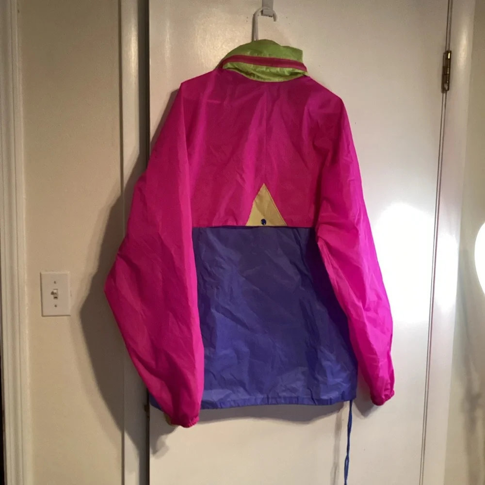 K-Way Pink and Neon Green Jacket sz large - Picture 2 of 3
